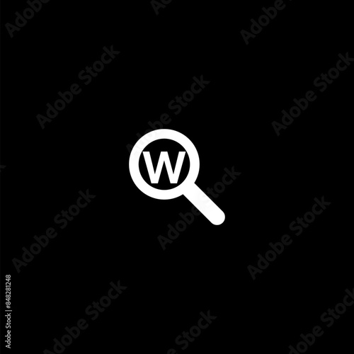 Search word icon  isolated on black background