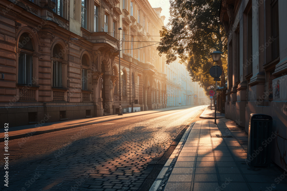Classical architecture and city roads empty road with beautiful sunset in the background of the street
Classical architecture and city roads empty road with beautiful sunset in the background of the street