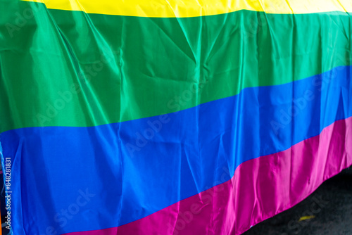 Medellin, Antioquia - Colombia. July 7, 2023. Colombians walk through the Gay Pride parade photo