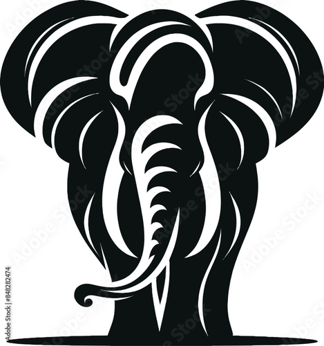  A vector silhouette image of a Elephant photo