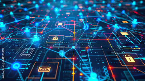 Digital Transformation Illustration of a network undergoing digital transformation with cuttingedge connectivity elements.