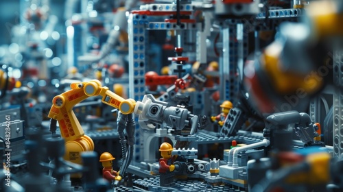 Lego Factory Automation: Robotic Arm and Workers photo