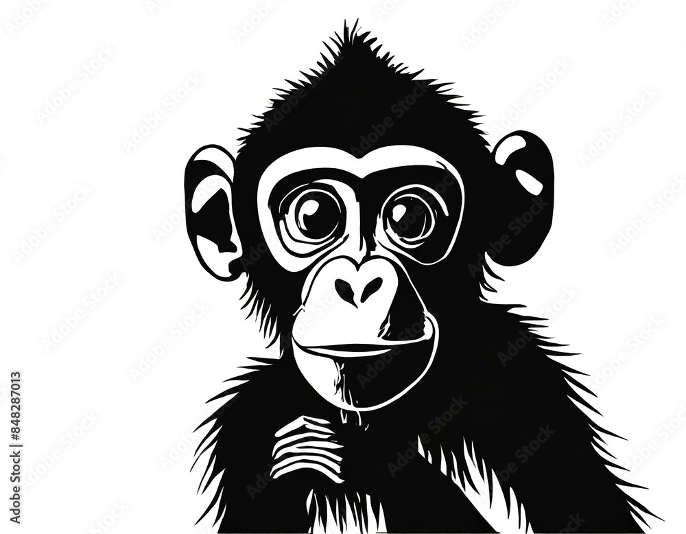 schwarz Silhouette Kontrast affe icon isoliert auf weißen Hintergrund, Freisteller schwarz Silhouette Kontrast affe icon isoliert auf weißen Hintergrund, Freisteller