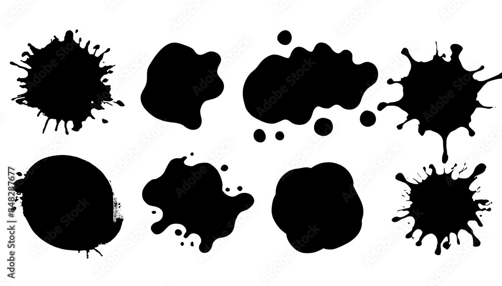 schwarze Silhouette Kontrast klecks set icon isoliert auf weißen Hintergrund, Freisteller schwarze Silhouette Kontrast klecks set icon isoliert auf weißen Hintergrund, Freisteller
