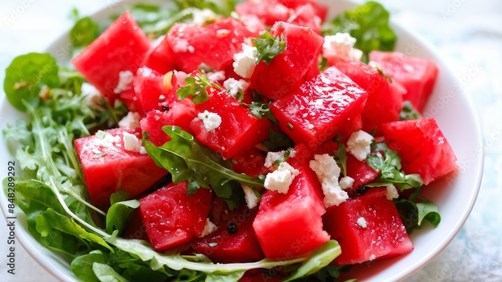 Watermelon Arugula and Feta Salad. Watermelon Arugula and Feta Salad.
