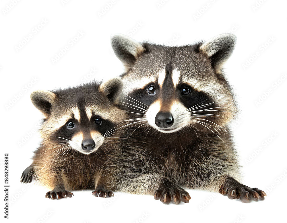 Waschbär und tierbaby isoliert auf weißen Hintergrund, Freisteller Waschbär und tierbaby isoliert auf weißen Hintergrund, Freisteller