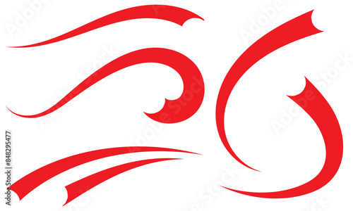 Typographic swash and swooshes tails. Retro swishes and swashes for athletic typography, logos, baseball font