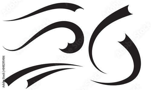 Typographic swash and swooshes tails. Retro swishes and swashes for athletic typography, logos, baseball font