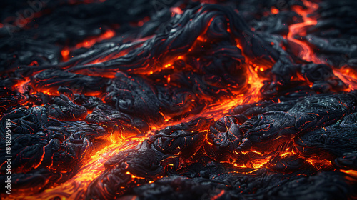 Luminous Lava Flow: A Fiery Dance in the Dark Depths of Nature's Fury