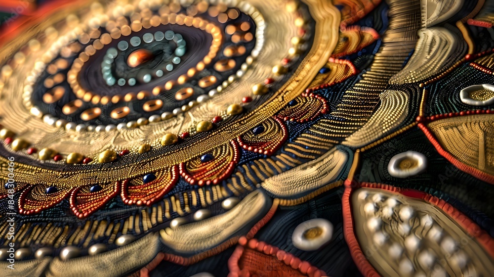 Obraz premium Intricate Aboriginal Dot Painting Showcasing the Cultural Richness and Ancestral Stories of Indigenous Communities