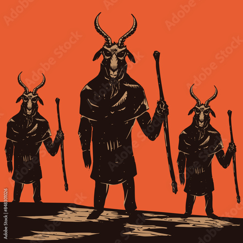 Baphomet Ritual Goth Vector Illustration