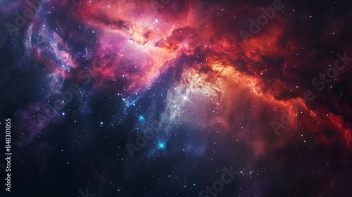 Star field in galaxy space with colorful nebula. Sci fi background of deep space. Ethereal wallpaper. © Alon