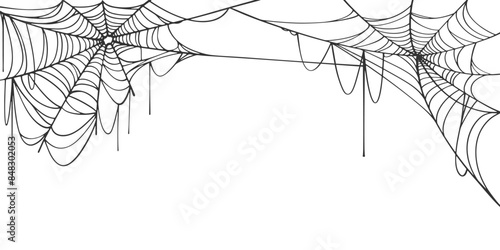 Halloween spider web isolated on transparent background. Hector venom cobweb set. Vector illustration