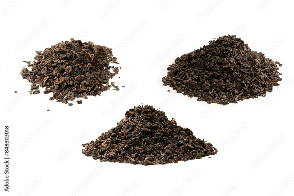 Dried tea leaves isolated on a white background. Dried tea leaves isolated on a white background.