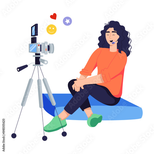 A flat character illustration of influencer vlog 