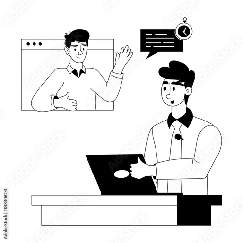 Character based glyph illustration of webinar 