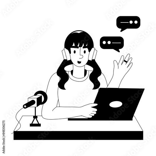 Check audio conversation glyph illustration 