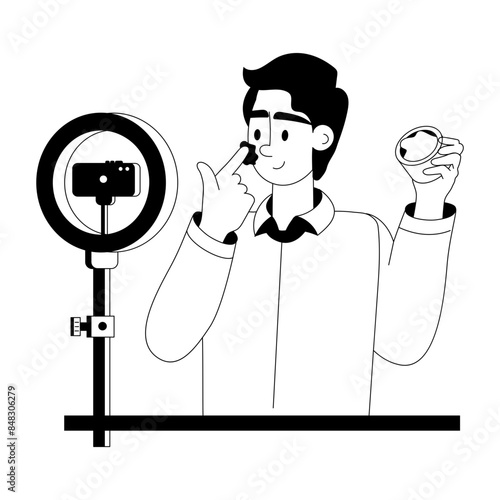 An appealing glyph illustration showing skincare blogger 