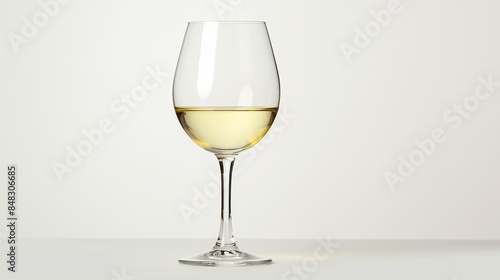 Wallpaper Mural Glass of white wine on a white surface with a plain background. Image for a vineyard or wine shop. Romantic concept, banner with copy space. Torontodigital.ca