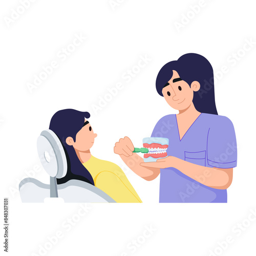 Grab this flat illustration of dental consultation 