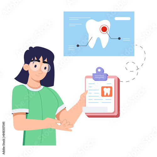 Check out this flat illustration of dental report 