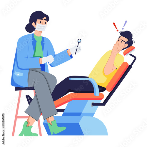 Here’s a flat illustration of odontalgia treatment 