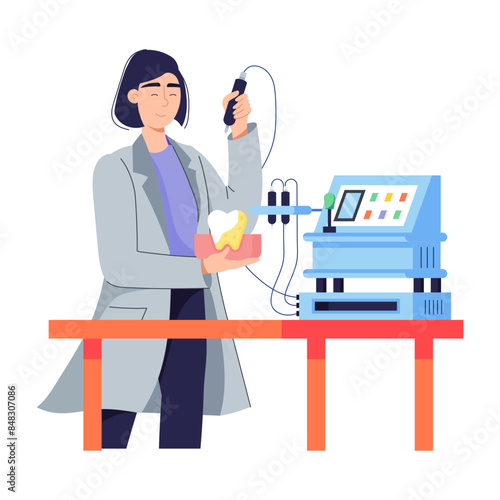 Handy flat illustration depicting dental scaling 