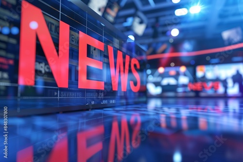 Dynamic News Network Display on Blue Background