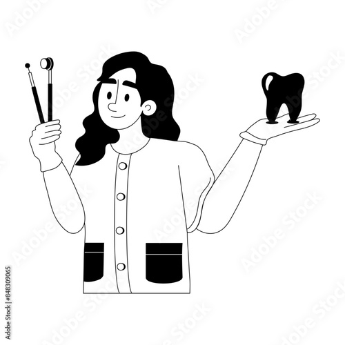 Here’s a glyph illustration of a female dentist 