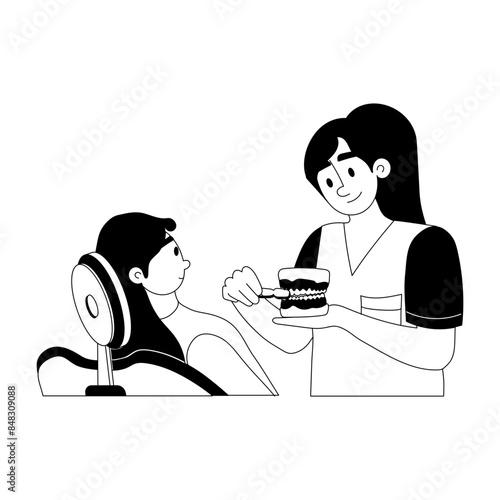 Grab this glyph illustration of dental consultation 