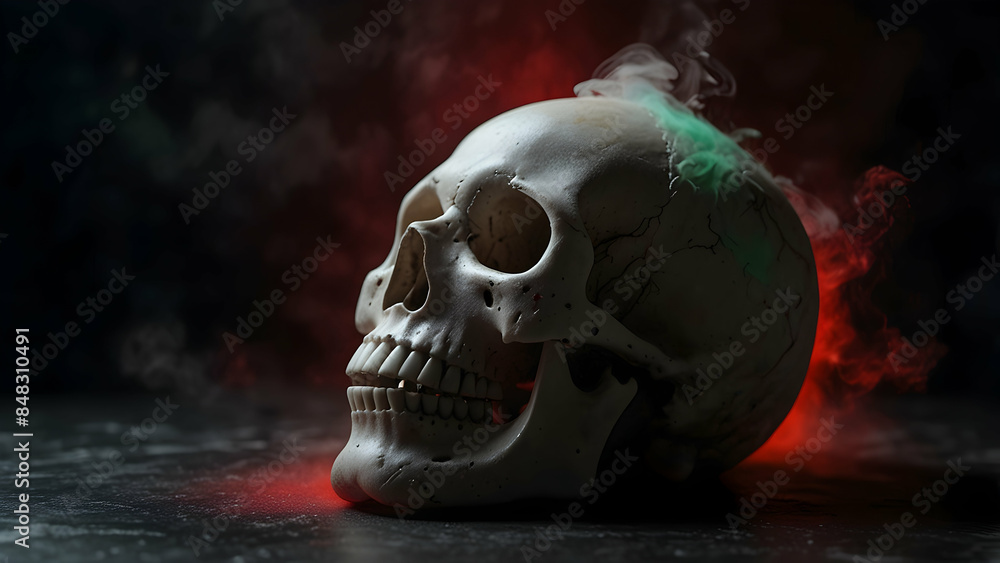 skull in the darkness
