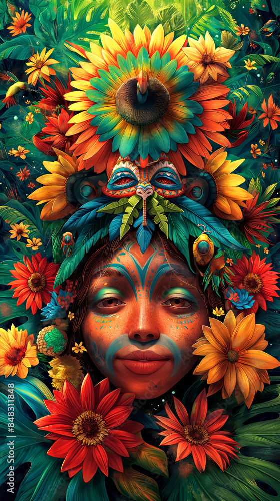 A woman with a flower crown on her head A woman with a flower crown on her head