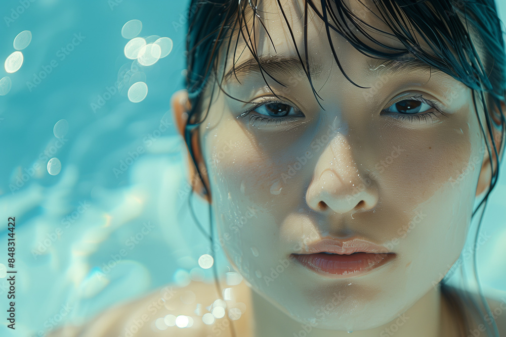 水の中にいる女性、透明感 水の中にいる女性、透明感