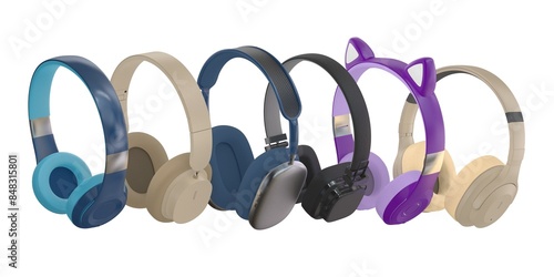 Wireless Headphones Collection 3D model