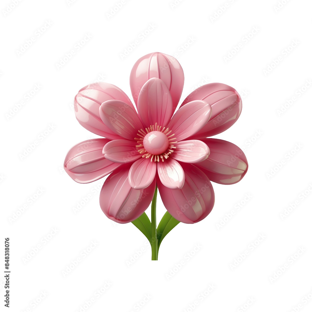 Fototapeta premium 3D Pink Flower Isolated on Transparent Background