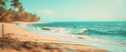 Blurred background of a summer beach with beautiful sunlight © Dayone