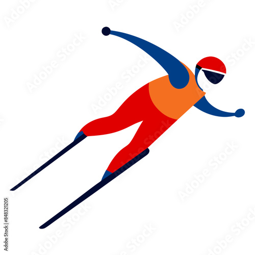 winter olympic ski jumper in mid-flight, sports, athleticism, and competition photo