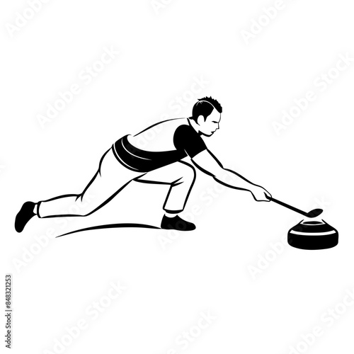 vector illustration of a curler delivering a stone, highlighting the strategy and skill of the sport.