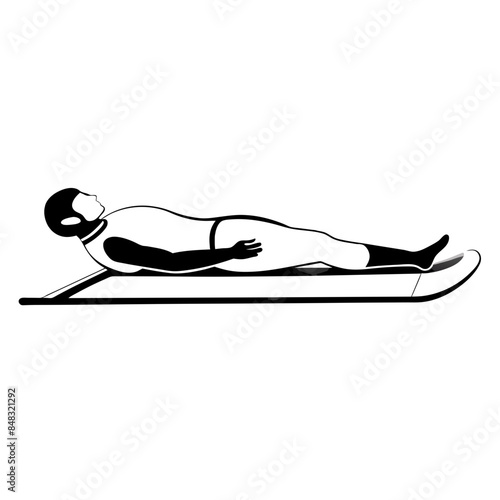 line drawing luge athleteon sled in action, winter olympics, transparent