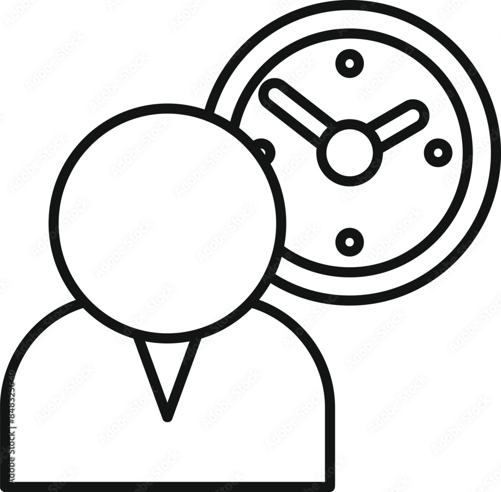 Businessman is managing his time effectively, as depicted in this icon of a person with a clock Businessman is managing his time effectively, as depicted in this icon of a person with a clock