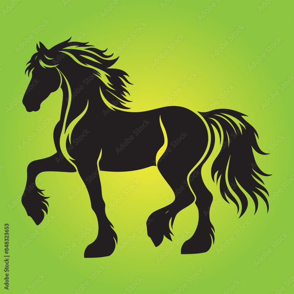 A black vector silhouette of a horse in white background A black vector silhouette of a horse in white background