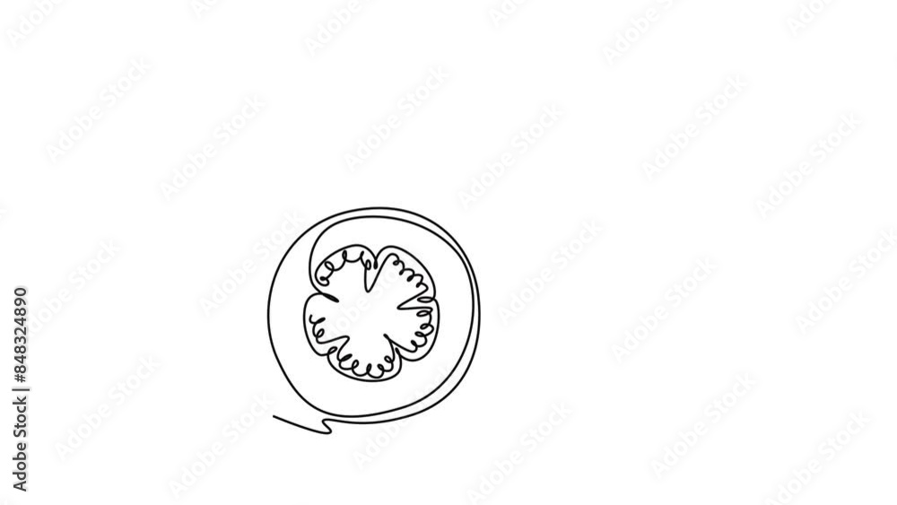 Self drawing animation of single line draw whole and half sliced healthy organic java guava for orchard logo identity. Fresh fruit concept for garden icon. Continuous line draw. Full length animated Self drawing animation of single line draw whole and half sliced healthy organic java guava for orchard logo identity. Fresh fruit concept for garden icon. Continuous line draw. Full length animated