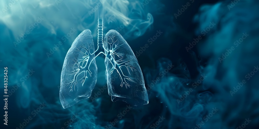 Visual representation of lung with fluid obstruction, displaying ...