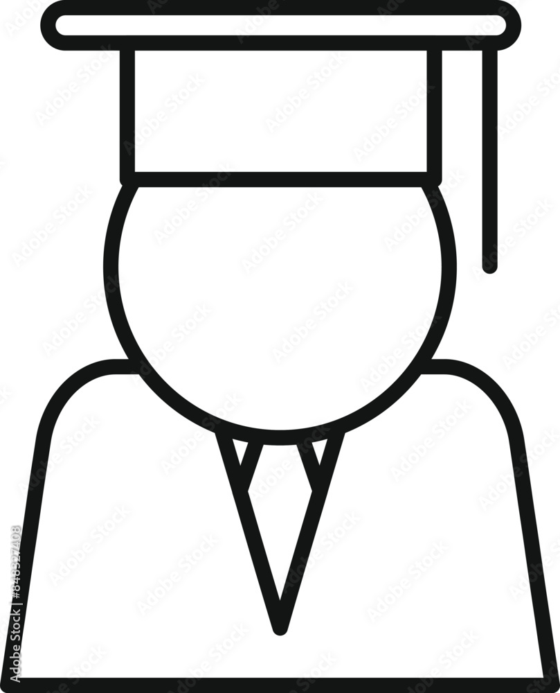Simple line drawing of a graduate student wearing a cap and gown Simple line drawing of a graduate student wearing a cap and gown