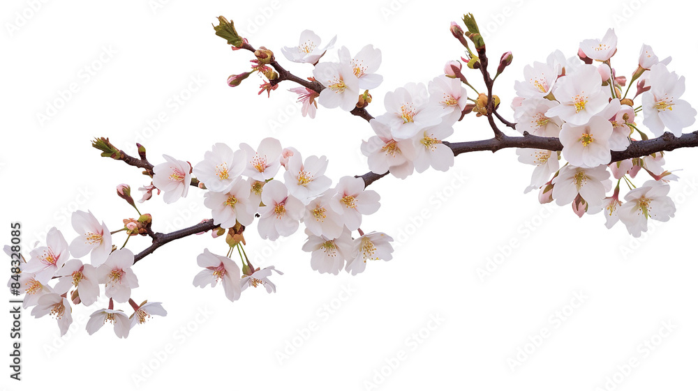Sparse branch adorned with cherry blossoms. A sense of fleeting beauty, renewal, and the arrival of spring. Transparent png. Add your own background, Sparse branch adorned with cherry blossoms. A sense of fleeting beauty, renewal, and the arrival of spring. Transparent png. Add your own background,