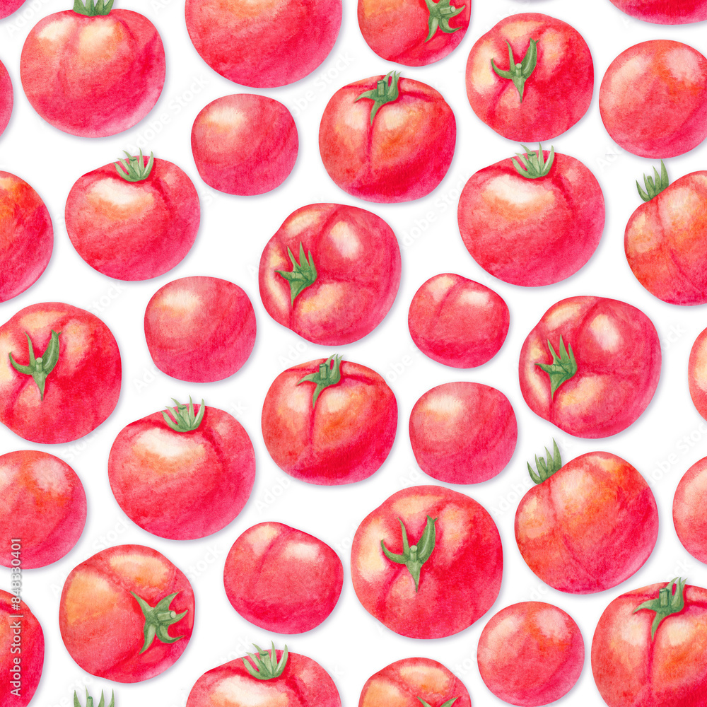 Watercolor seamless pattern with tomatoes Watercolor seamless pattern with tomatoes