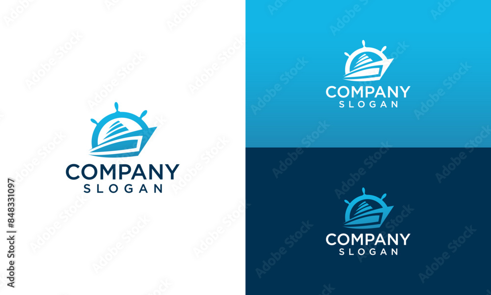 Boat Logo Design Vector Stock. Marine Ship Logo Design Template Boat Logo Design Vector Stock. Marine Ship Logo Design Template