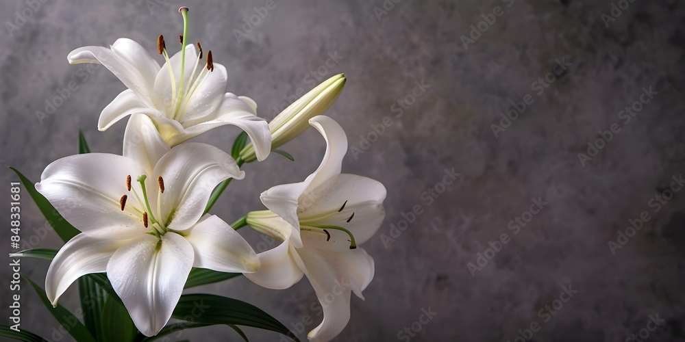 Sympathy card with lilies on neutral background offering words of comfort. Concept Sympathy messages, Lilies, Personalized cards, Words of comfort, Neutral backgrounds