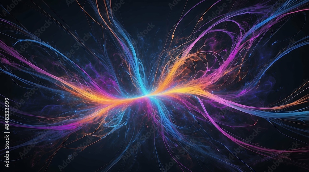 Obraz premium Immerse yourself in the cosmos with this vibrant energy burst. Ideal as a dynamic background, backdrop, or wallpaper, it captures the abstract beauty of the universe.