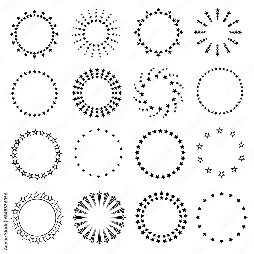 Different decorative stars circle frame or for design logo vector elements, design template Different decorative stars circle frame or for design logo vector elements, design template